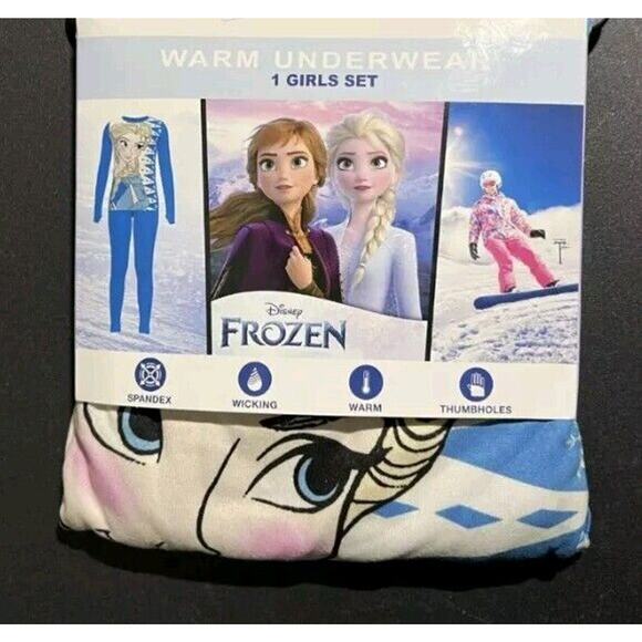 Climate Right Cuddl Duds FROZEN Girls M 8 10 Warm Underwear Thermal Set Princess - Picture 2 of 4